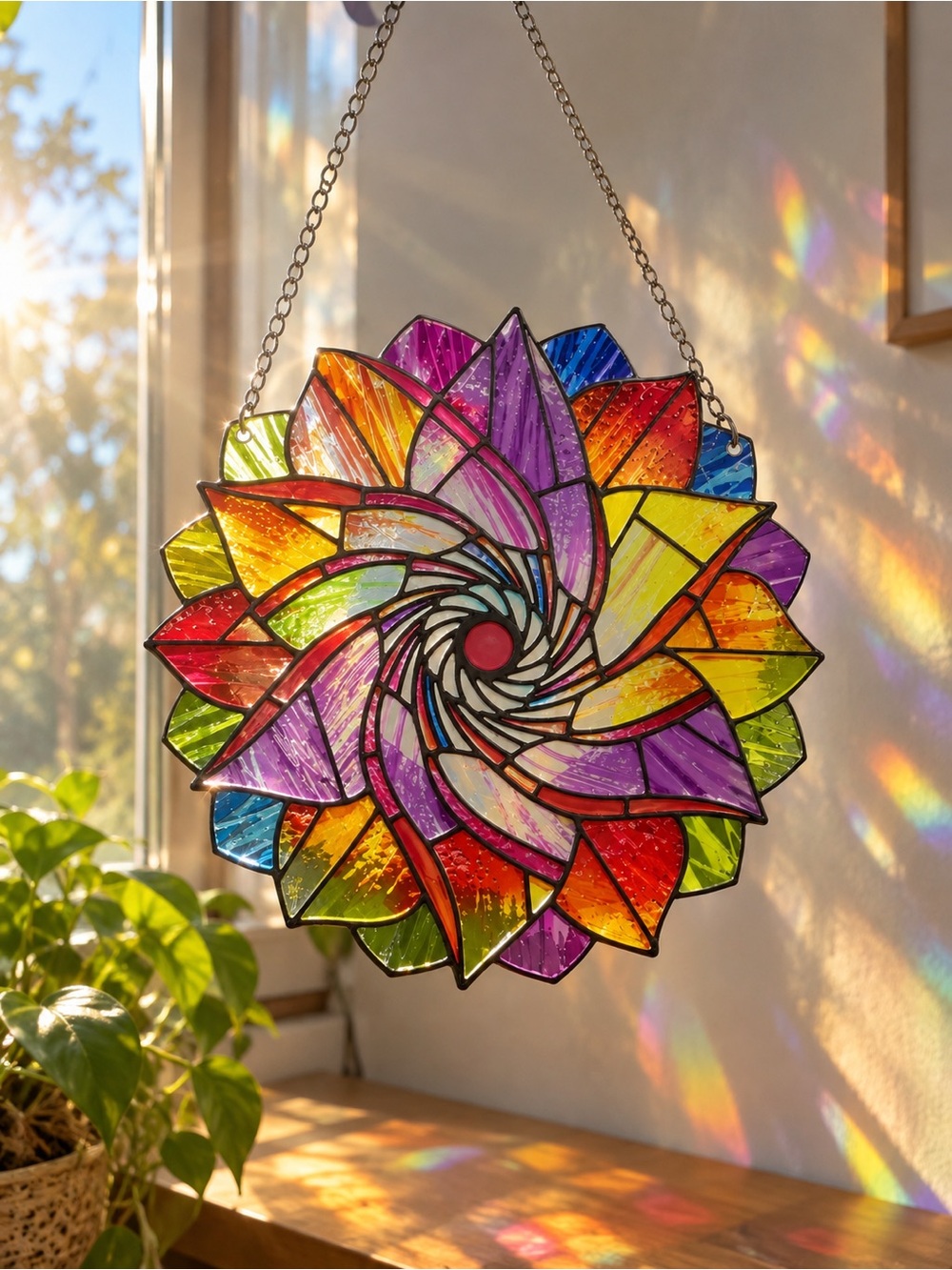 Amazon Multicolor Stained Glass Spiral Suncatcher